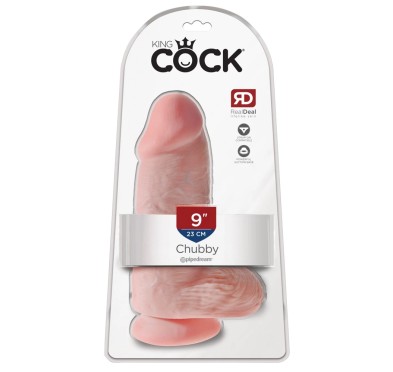 King Cock - Realistyczne Grube Dildo Z Przyssawką 23 CM Jasny Kolor Skóry